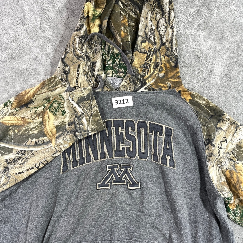 Stadium Athletics Hoodie Mens XL Gray Realtree Camo Minnesota Golden Gophers